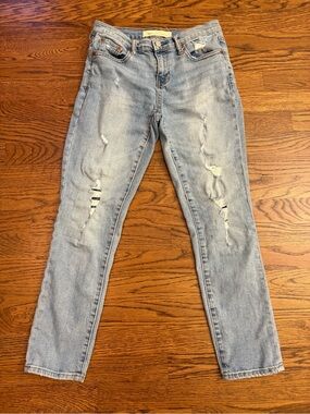 GAP 1969 Light Wash Best Girlfriend Distressed Straight Leg Jeans, 24, Y2K